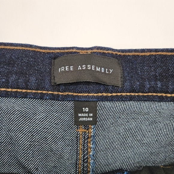 Free Assembly Mens Mid Rise Cropped Wide Leg Cuffed Jeans Dark Wash Blue Size 10 - Picture 5 of 11